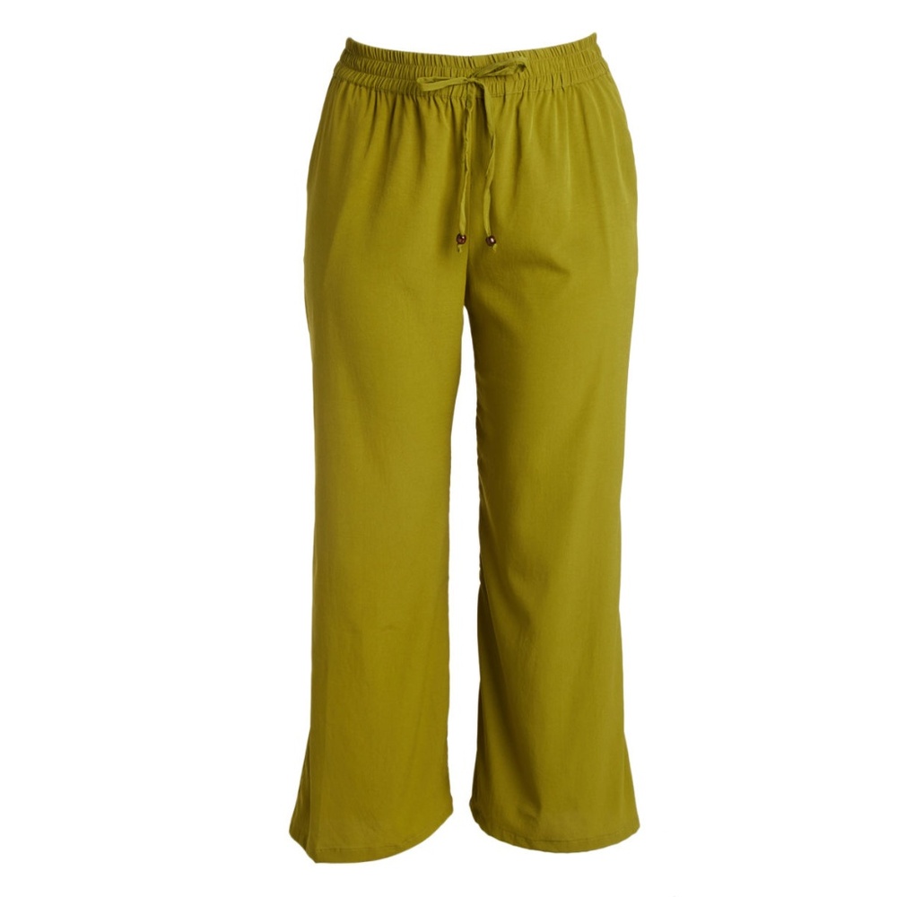 Like New! Olive Solid Drawstring Palazzo Pants